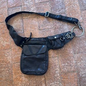 We The Free Black Leather Holster Sling Bag by Free People